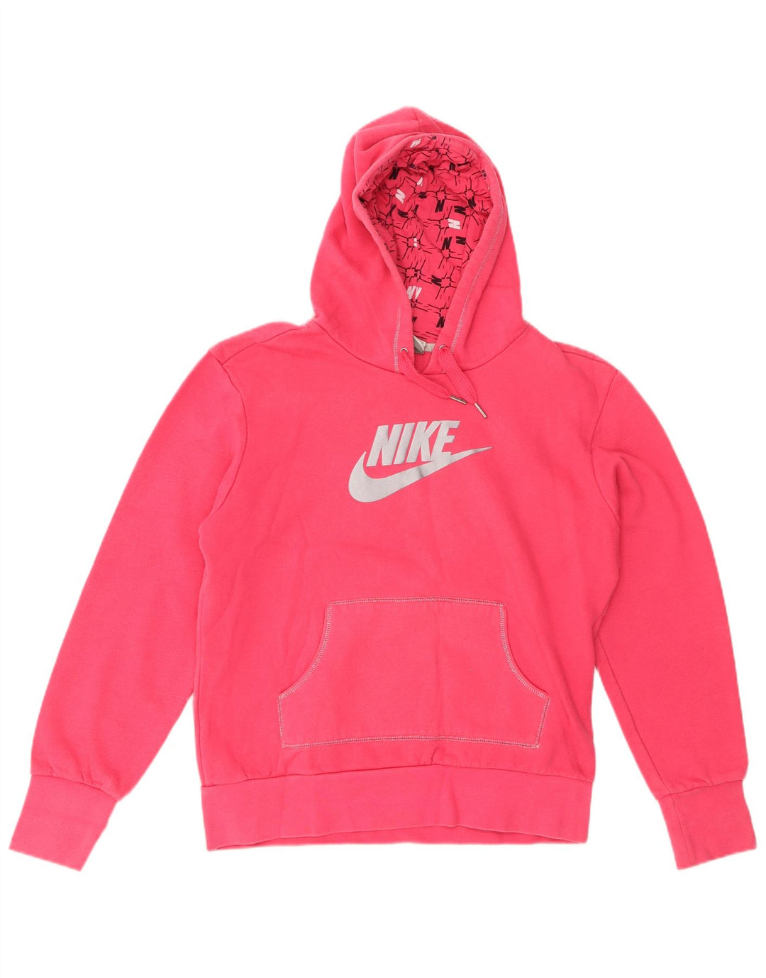 NIKE Womens Graphic Hoodie Pullover UK 16/18 XL Rosa Baumwolle