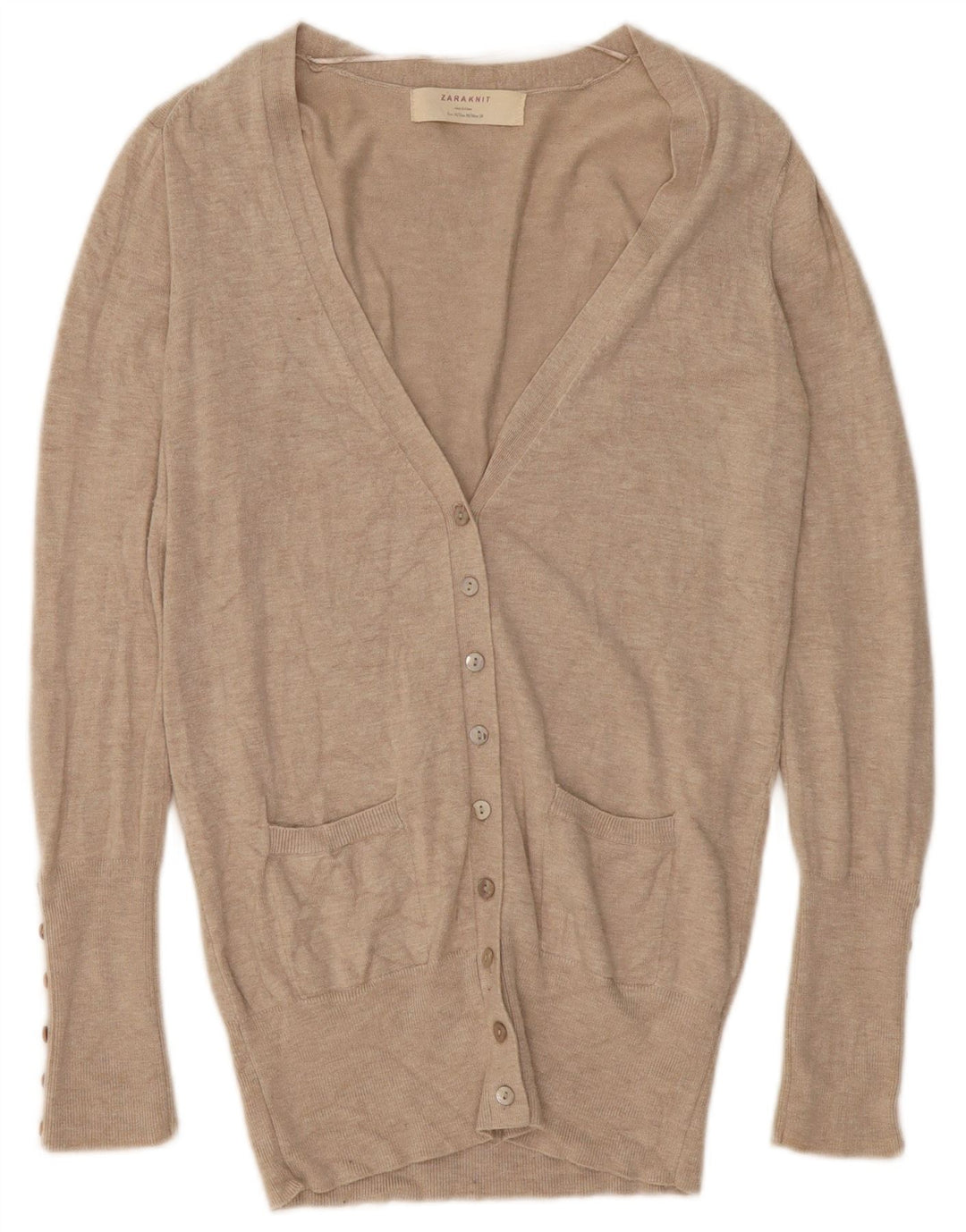 Zara Damen Strickjacke UK 12 Medium Beige Rayon