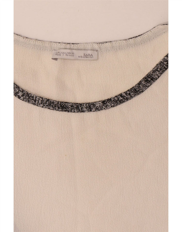 Zara Damen Asymmetrisches Kleid UK 16 Large Weiß Colourblock