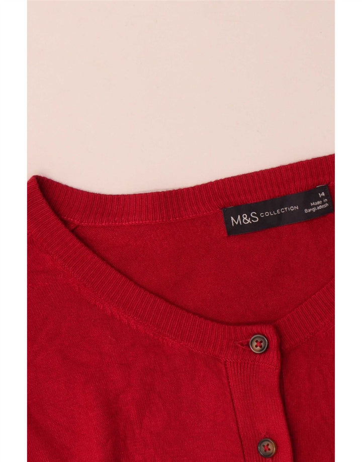 Marks & Spencer Damen Strickjacke Pullover UK 14 Große rote Viskose