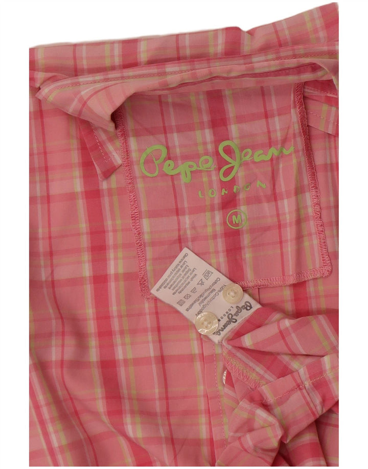 PEPE Jeans Herren-Kurzarmhemd aus mittelrosa karierter Baumwolle