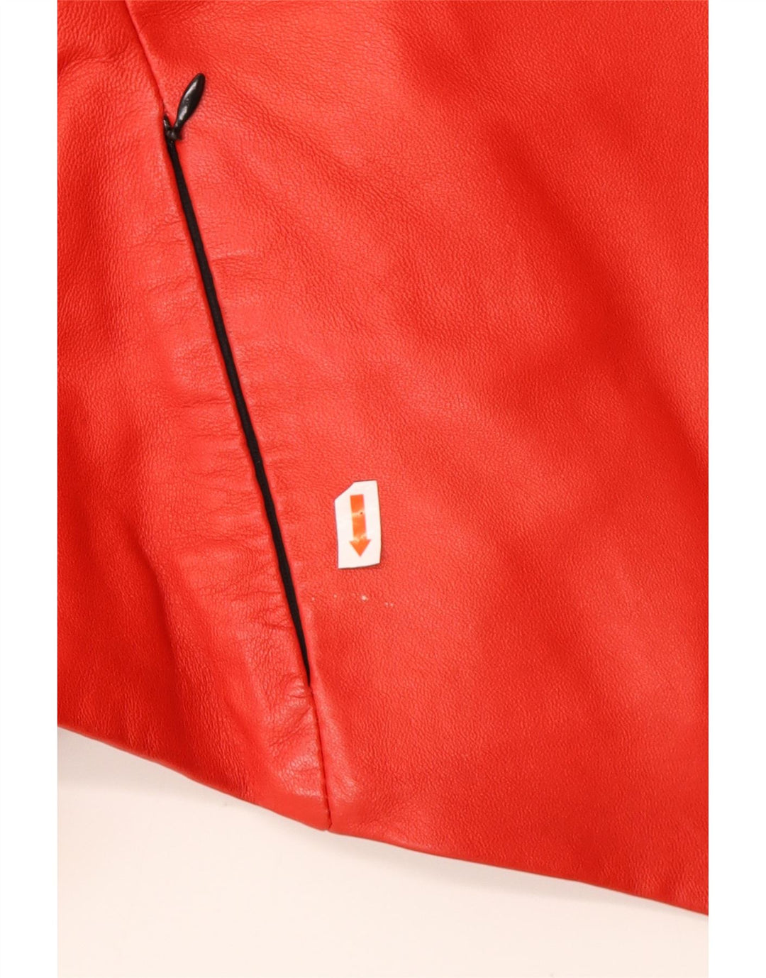 VINTAGE Damen Lederjacke mit asymmetrischer Kapuze, UK 16, großes rotes Leder