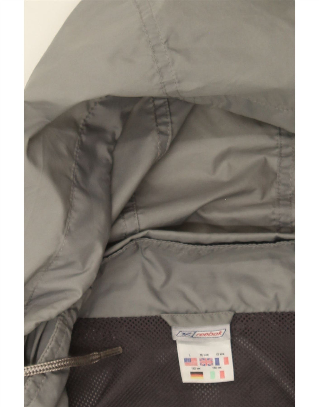 REEBOK Boys Hooded Rain Jacket 11-12 Years Large  Grey Colourblock Vintage Reebok and Second-Hand Reebok from Messina Hembry 
