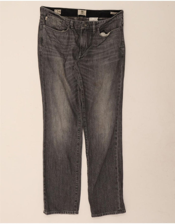 Timberland Herren Thompson Straight Jeans W34 L30 Graue Baumwolle