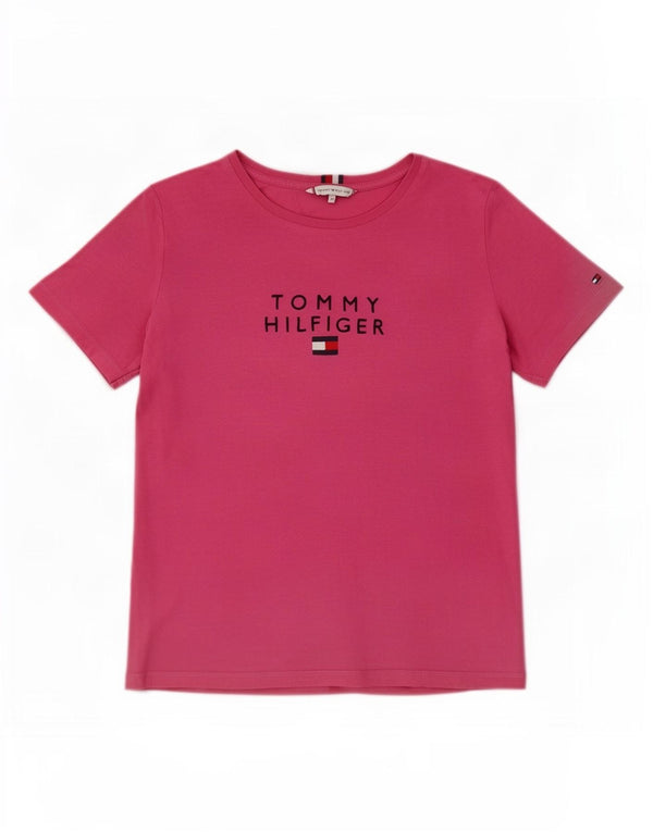 Tommy Hilfiger Damen T-Shirt mit Grafik, UK 14, Mittelrosa