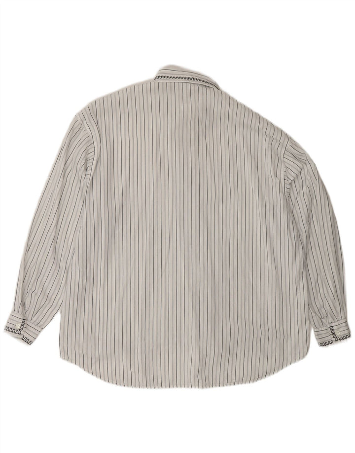 BENETTON Womens Overshirt Shirt UK 14 Medium White Striped