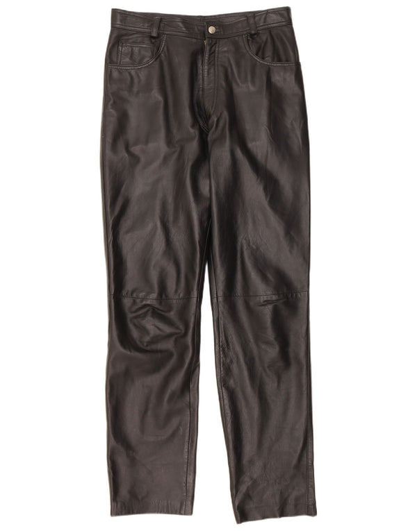 Vintage Herren gerade Lederhose UK 34 XS W30 L33 Schwarz