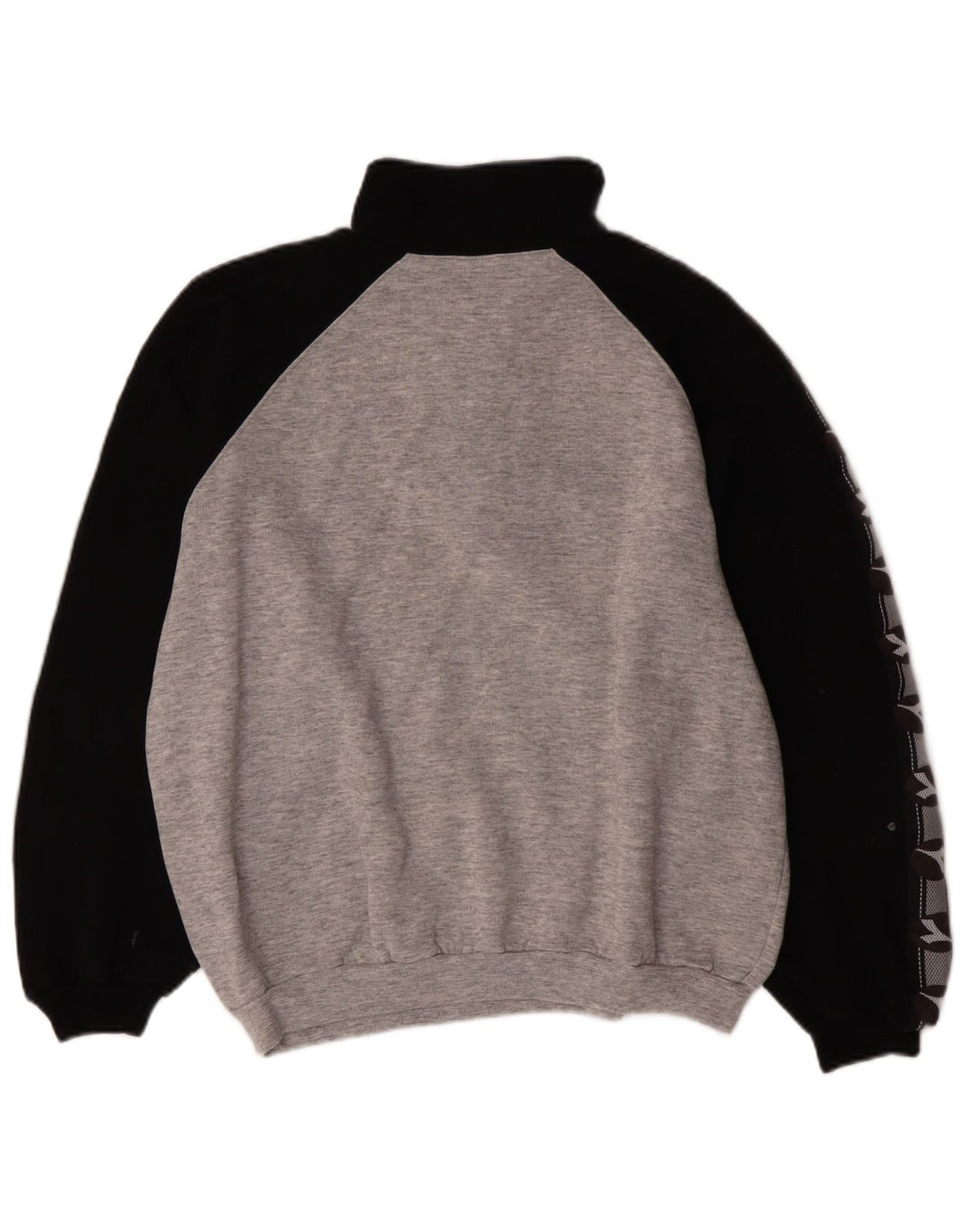 Diadora Herren-Sweatshirt mit Reißverschluss am Hals, groß, graue Blockfarben-Baumwolle