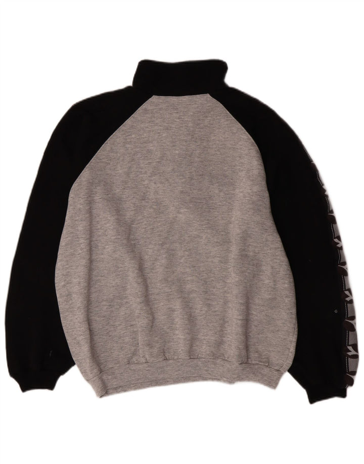 Diadora Herren-Sweatshirt mit Reißverschluss am Hals, groß, graue Blockfarben-Baumwolle