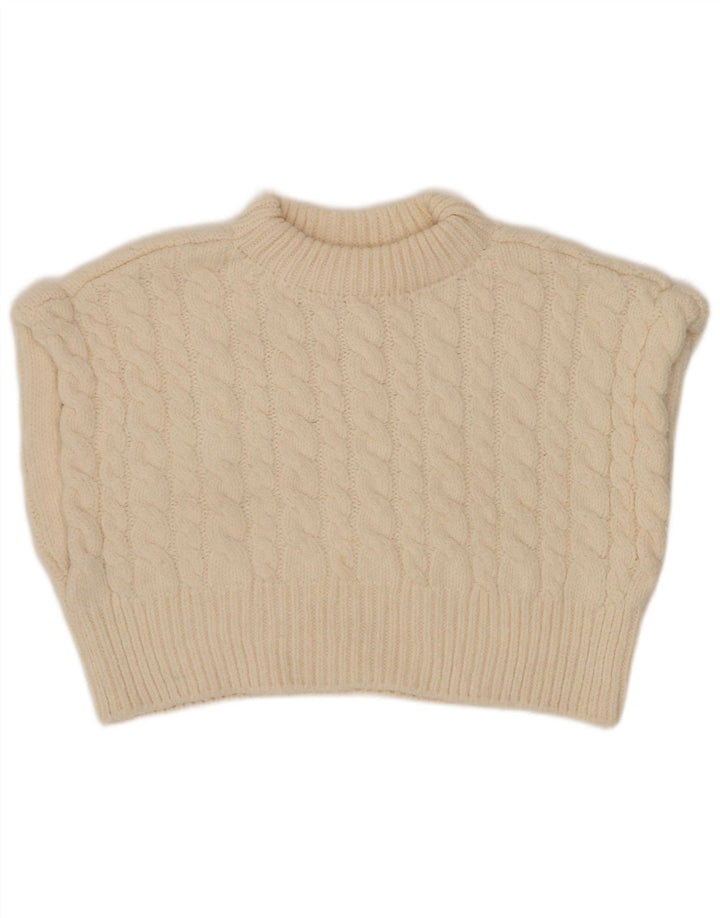 Zara Damen Crop Oversized Vest Tank Top UK 10 Small Weiß Acryl