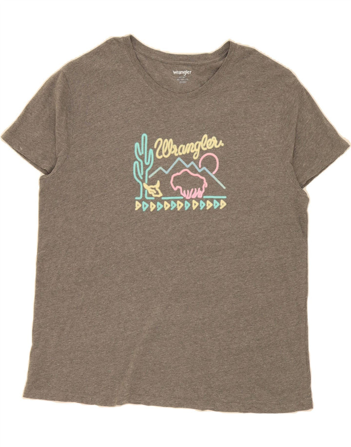 WRANGLER Mens Graphic T-Shirt Top 2XL Grey Cotton Vintage Wrangler and Second-Hand Wrangler from Messina Hembry 