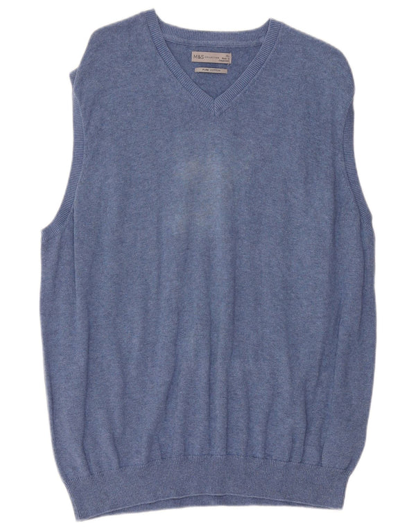 Marks & Spencer Herren Weste Tank Top XL Blau Baumwolle