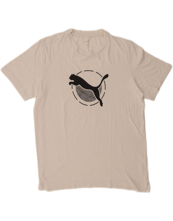 Puma Herren Grafik-T-Shirt-Oberteil aus mittelweißer Baumwolle