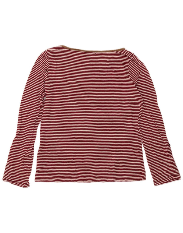 Ralph Lauren Damen Top Langarm UK 14 Große rot gestreifte Baumwolle