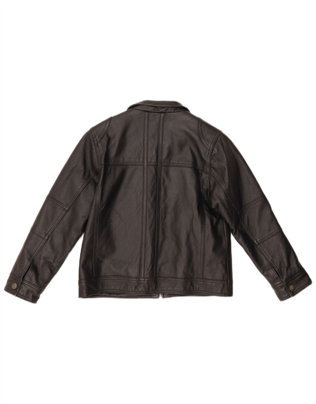 Ben Sherman Jungen-Lederjacke, 9–10 Jahre, kleines schwarzes Leder