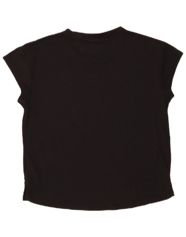 Puma Damen Graphic T-Shirt Top UK 14 Medium Schwarz Polyester