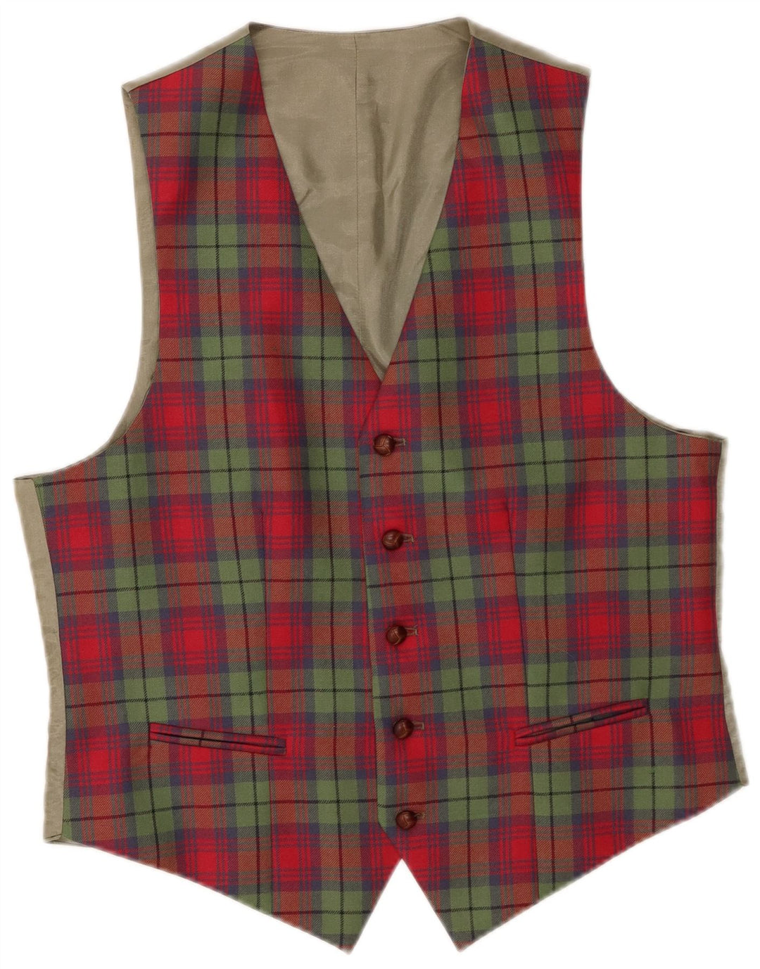 VINTAGE Herren Weste Großes rot kariertes Polyester