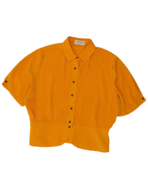 Icam Damen Crop Kurzarm-Hemdbluse IT 54 3XL Gelb