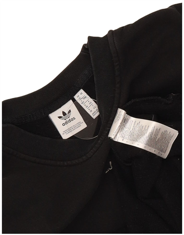 Adidas Damen Longline Graphic Sweatshirt Pullover UK 12 Mittelschwarze Baumwolle