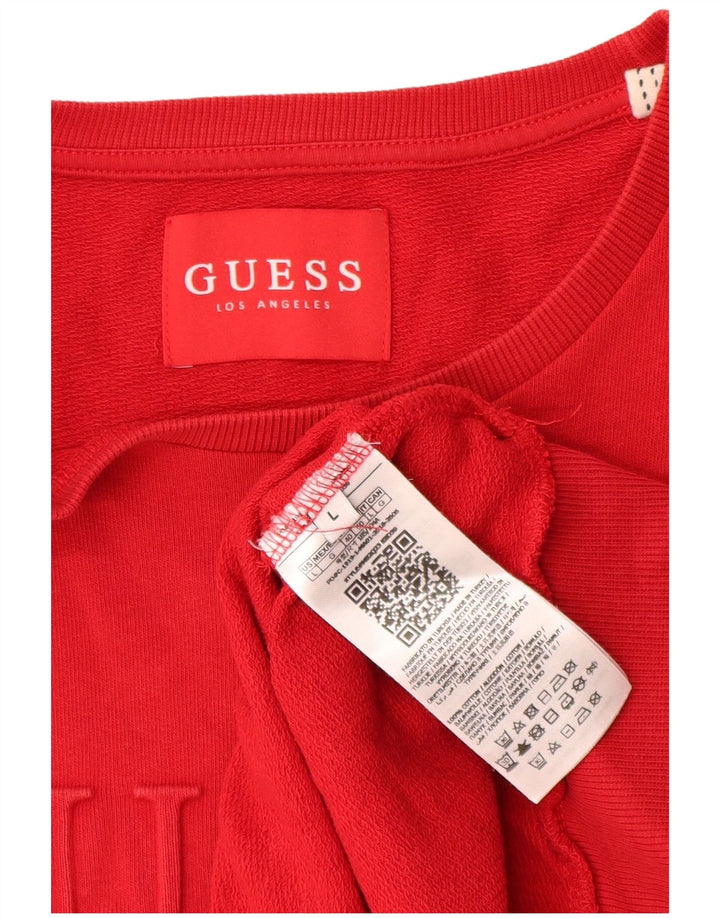Guess Herren-Sweatshirt mit Grafik, groß, aus roter Baumwolle