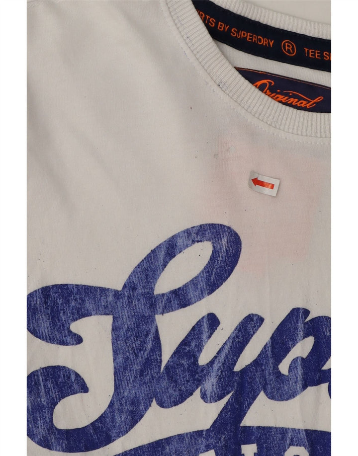 SUPERDRY Mens Graphic T-Shirt Top XS White Cotton