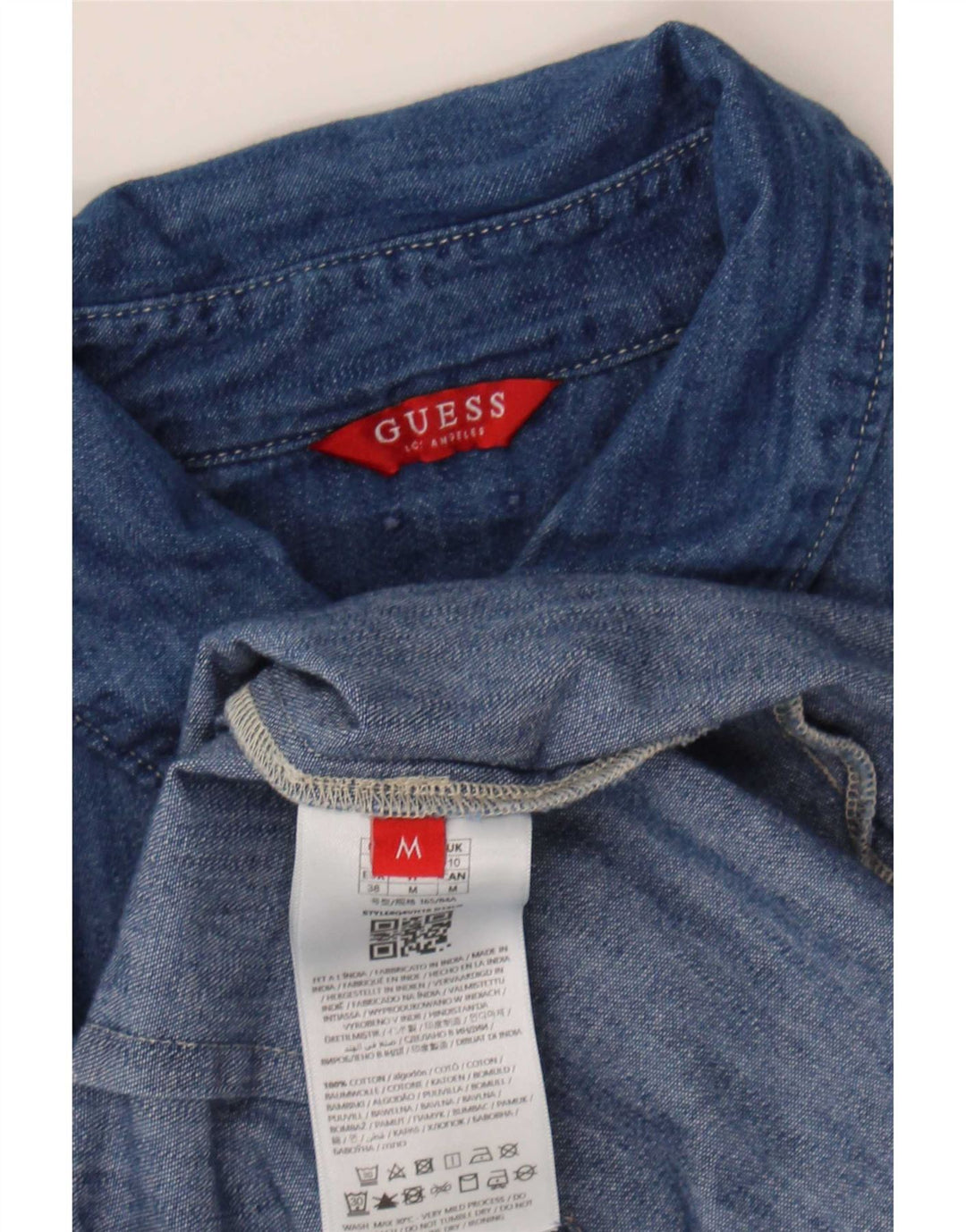 Guess Damen Jeanshemd UK 10 Small Blau Baumwolle