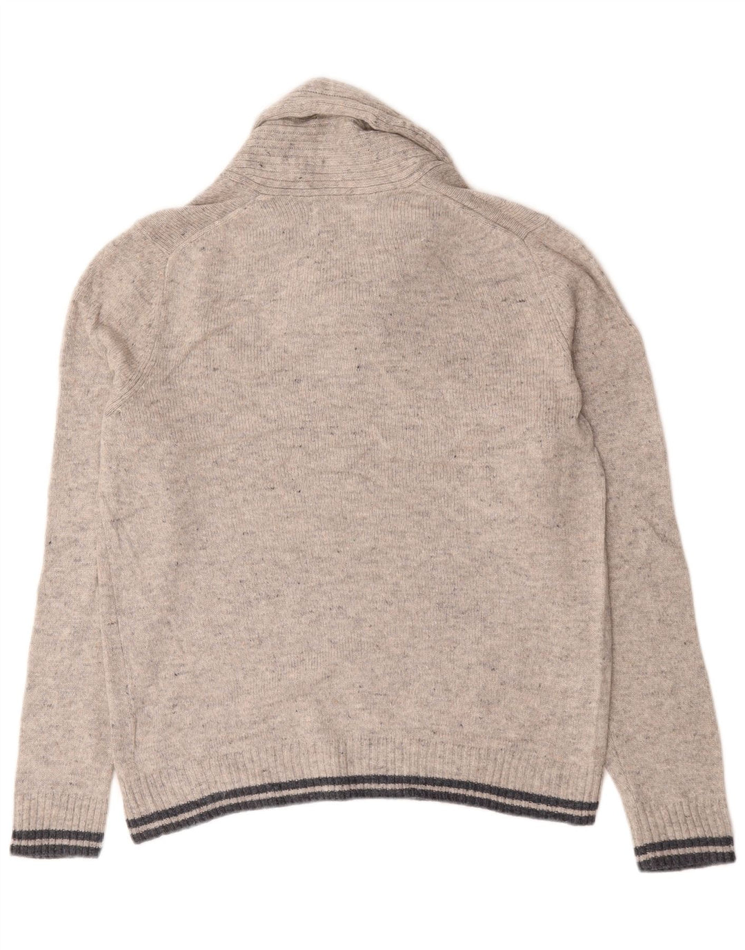 Marks & Spencer Herren-Pullover mit Schalkragen, groß, grau gesprenkelte Lammwolle