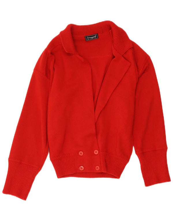 Vintage Damen Cardigan Pullover UK 12 Mittelrote Wolle