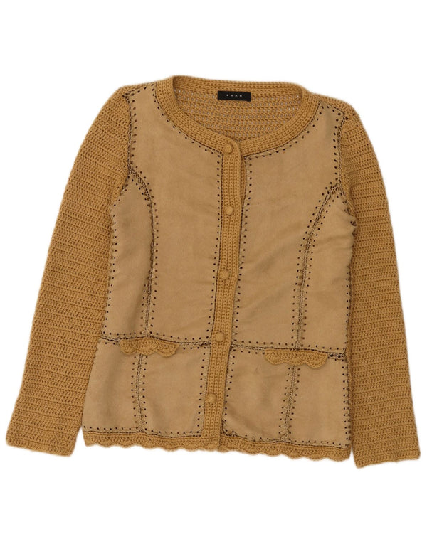 Koan Damen-Cardigan-Pullover UK 12 Mittelbraunes Polyester