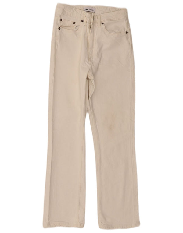 Zara Damen Straight Jeans EU 36 XS W26 L27 Weiße Baumwolle