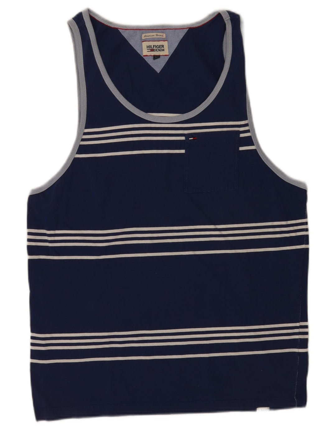 Tommy Hilfiger Herren-Trägershirt aus mittelblauer, gestreifter Baumwolle