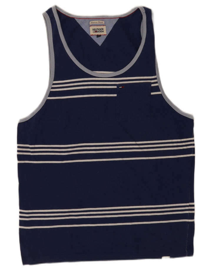 Tommy Hilfiger Herren-Trägershirt aus mittelblauer, gestreifter Baumwolle