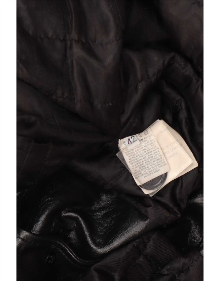 Vintage Damen Ledermantel IT 42 Medium Schwarz