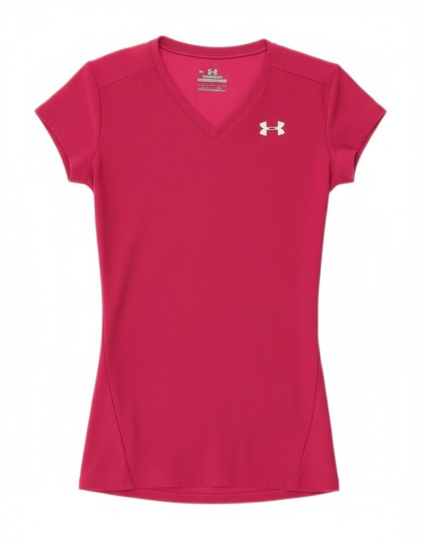 Under Armour Damen T-Shirt Top UK 4 XS Rosa Polyester Sport