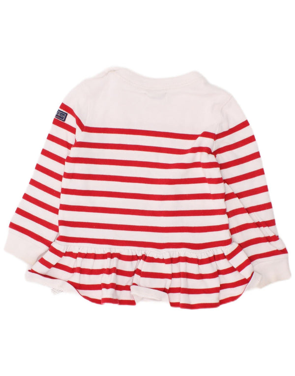 Ralph Lauren Langarm-Pulloverkleid für Baby-Mädchen, 12–18 Monate, weiß gestreift