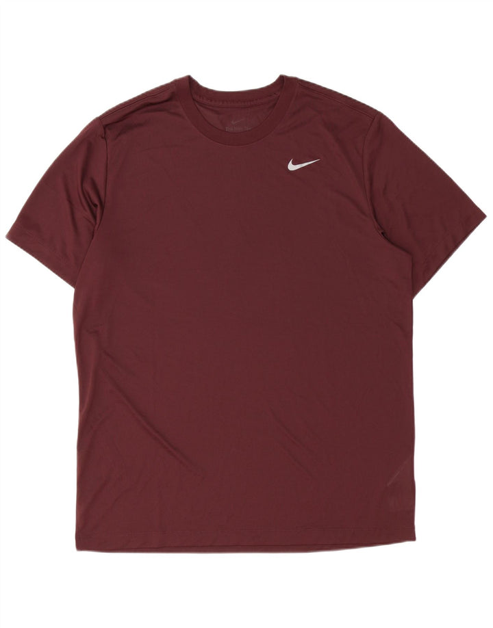 Nike Herren Dri Fit T-Shirt Top Large Burgund Polyester