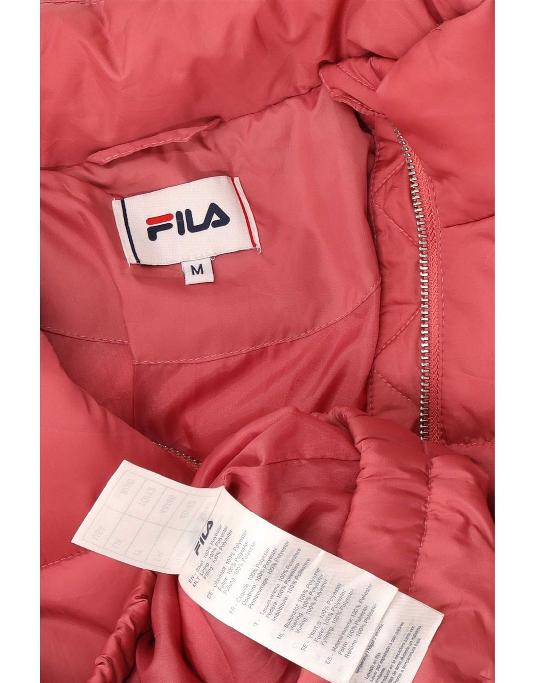 Fila Damen Loose Fit Wattierte Jacke UK 14 Mittelrosa Polyester
