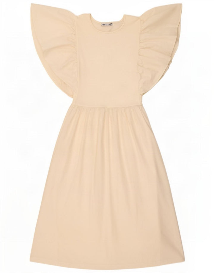 Zara Damen T-Shirt-Kleid UK 12 Mittelweißes Polyester