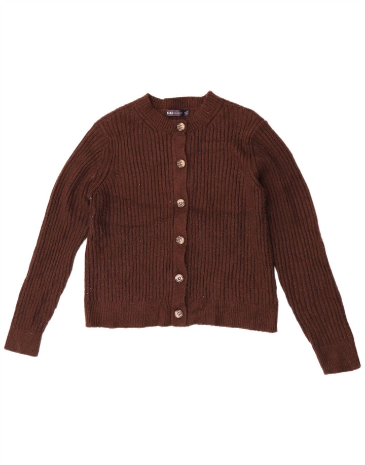 Marks & Spencer Damen-Cardigan-Pullover UK 14 Mittelbraunes Polyester