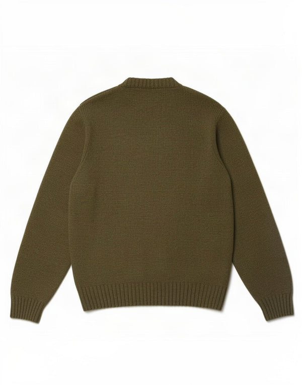 Woolrich Womens Graphic Crew Neck Jumper Sweater UK 16 Large Green Wool