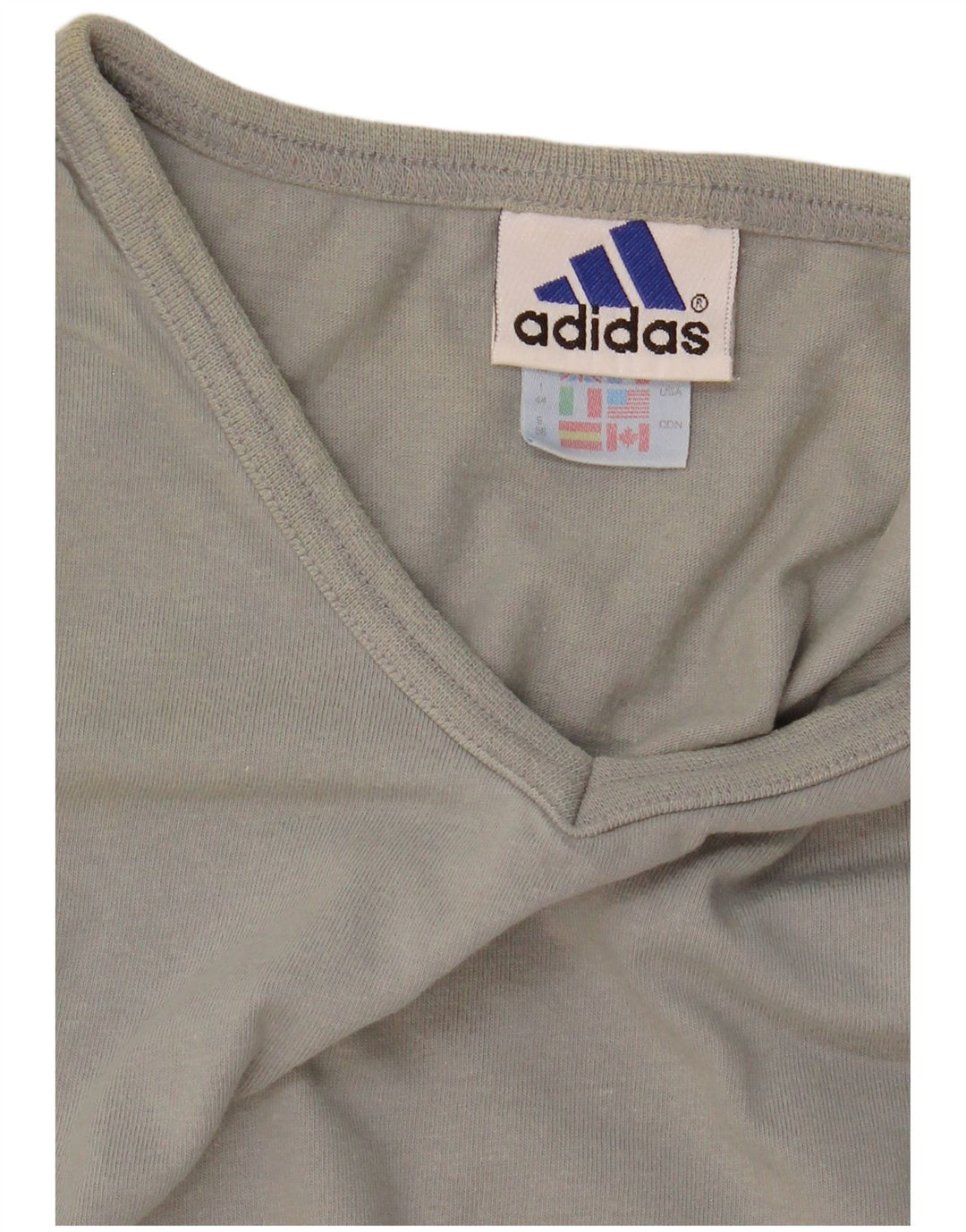 Adidas Damen T-Shirt Top UK 12 Mittelgraue Baumwolle