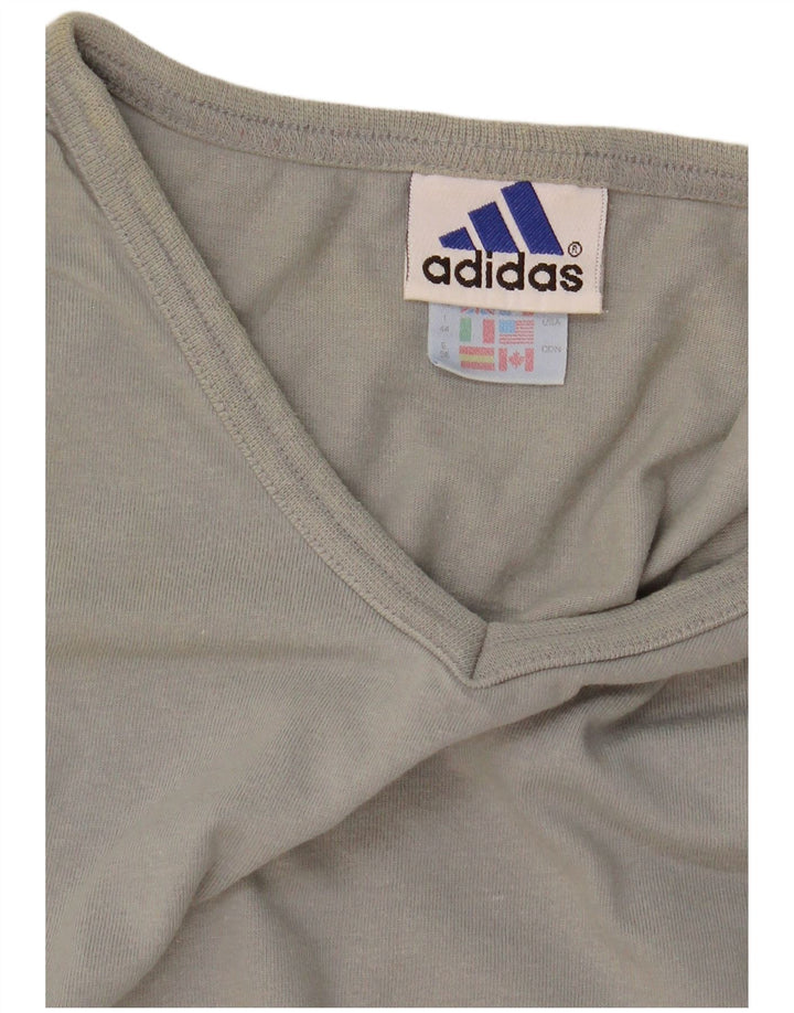 Adidas Damen T-Shirt Top UK 12 Mittelgraue Baumwolle