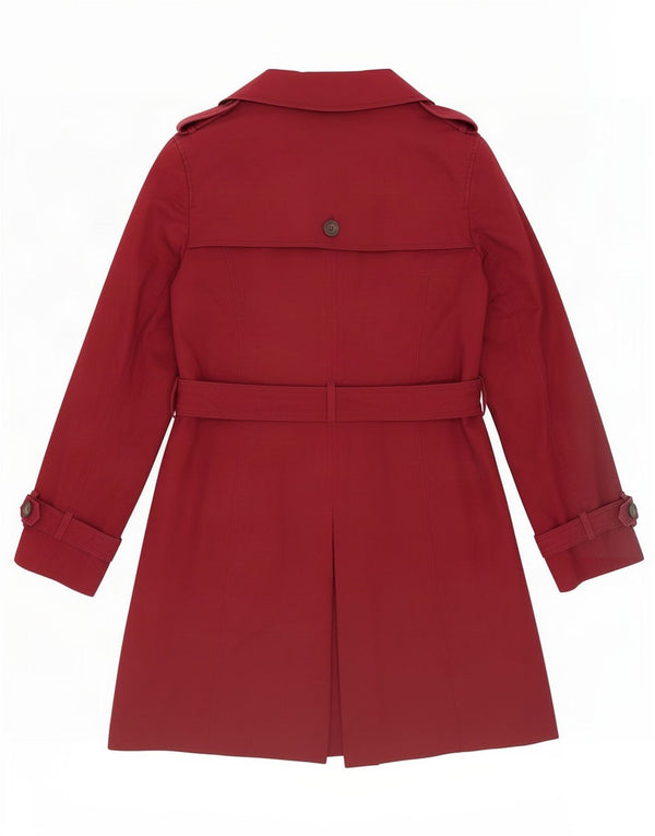 Hobbs Damen Trenchcoat UK 14 Large Burgund Baumwolle