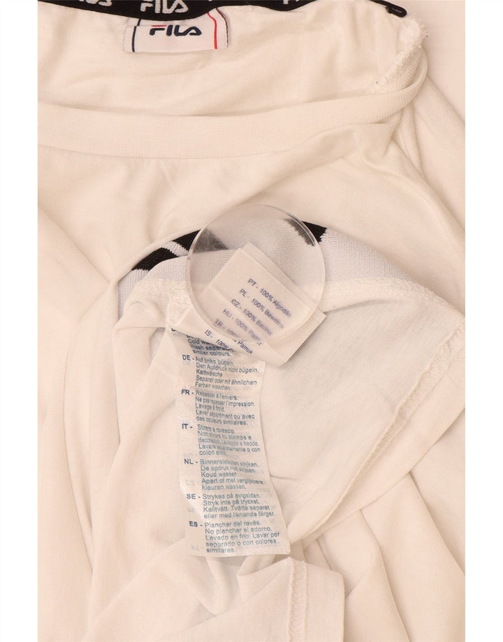 FILA Herren-Grafik-Oberteil, langärmelig, groß, weiße Farbblock-Baumwolle