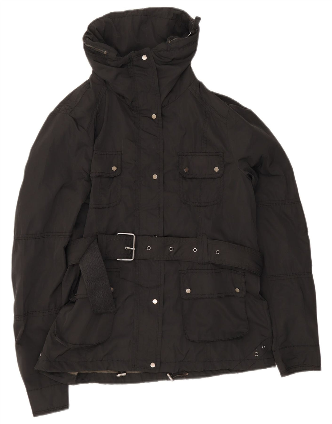 Vintage Damen Utility-Jacke mit Gürtel, UK 12, Mittelschwarz