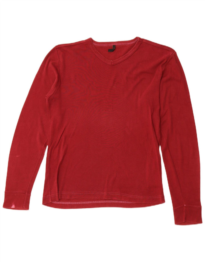 LEE Damen Top Langarm UK 16 Große rote Baumwolle