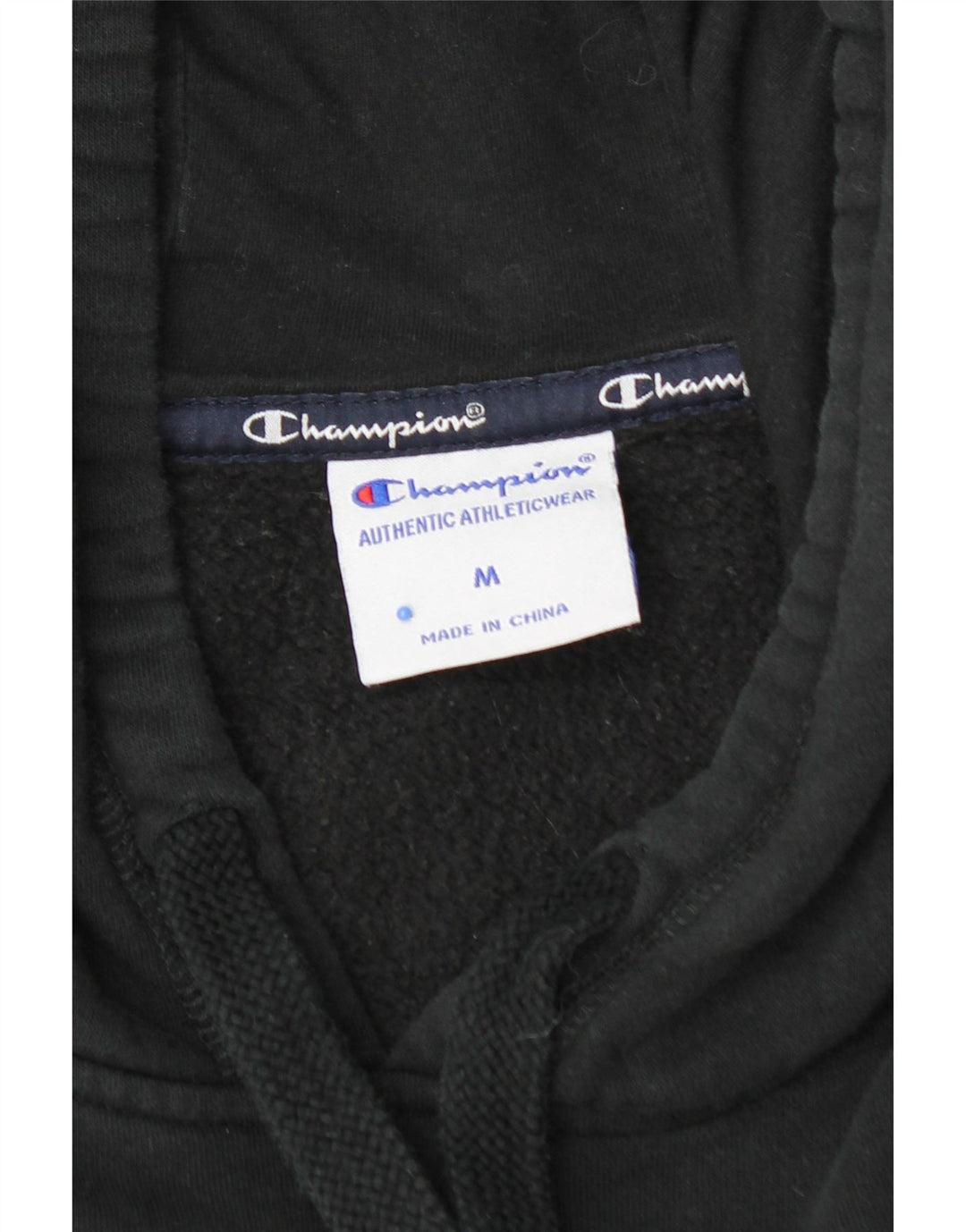 CHAMPION Mens Graphic Hoodie Jumper Medium Black Cotton