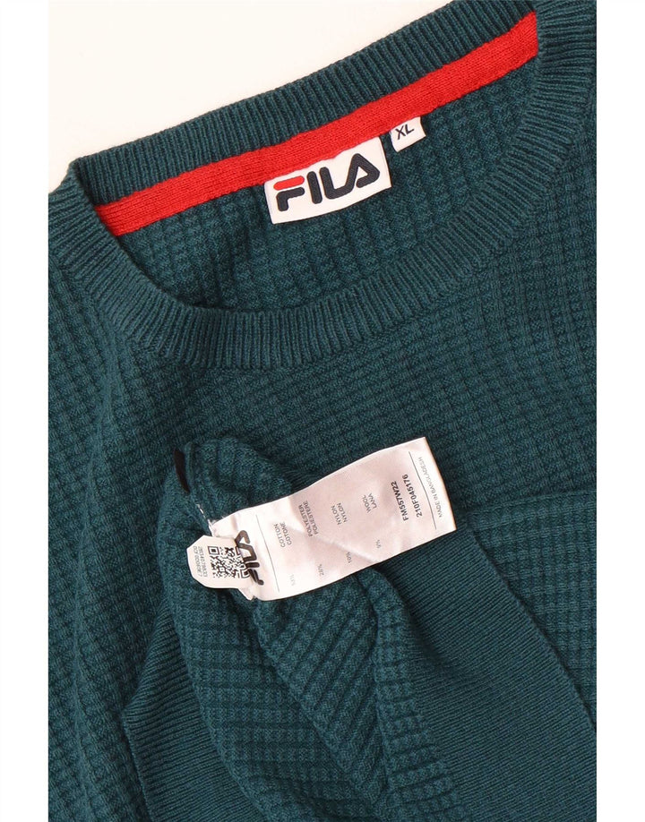 Fila Herren-Pullover mit Rundhalsausschnitt, XL, blaue Baumwolle