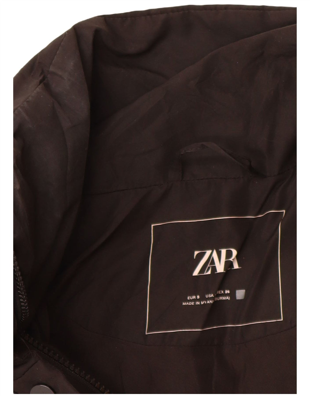 Zara Damen Übergroße wattierte Jacke UK 10 Small Schwarz Polyester