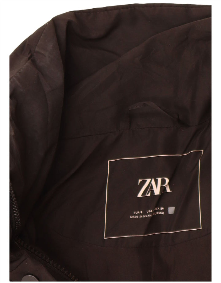 Zara Damen Übergroße wattierte Jacke UK 10 Small Schwarz Polyester